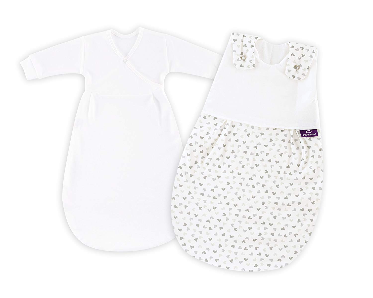 Traeumeland Träumeland S0101851 Baby Sleeping Bag Liebmich 2-Piece Set Grey Size 10 Hearts, Multi-Colour