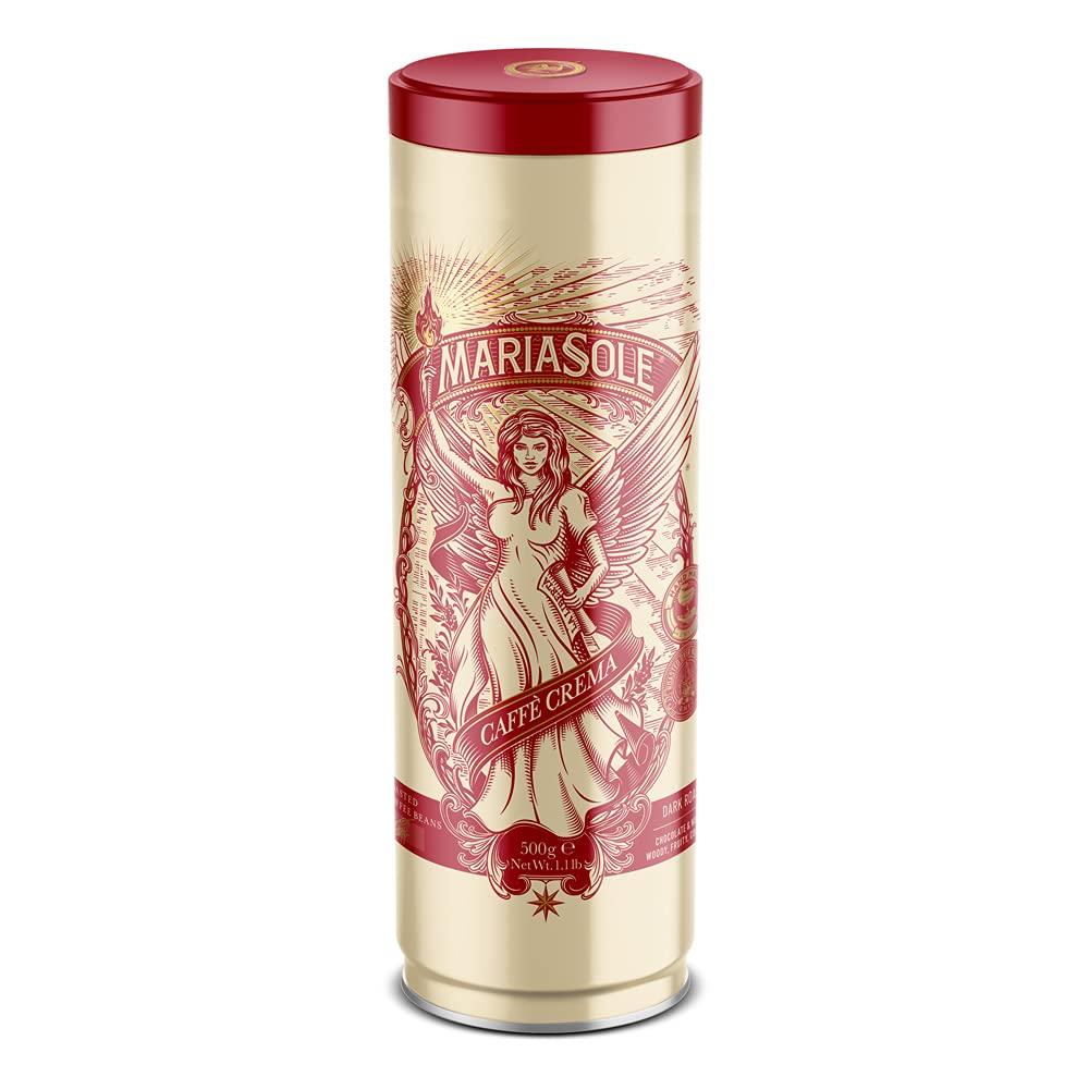 MariaSole Caffè Crema 500g in a high-quality coffee tin – Traditional roasting in Sicily over a wood fire Handmade – Premium coffee beans for fully automatic machines and portafilters

