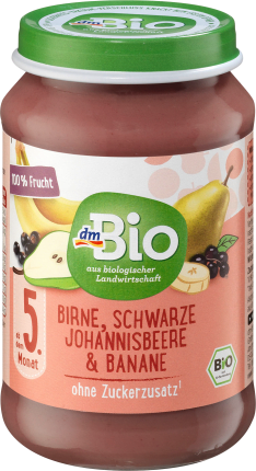 dmBio Fruits pear-black currant with banana from the 5th month, 190 g