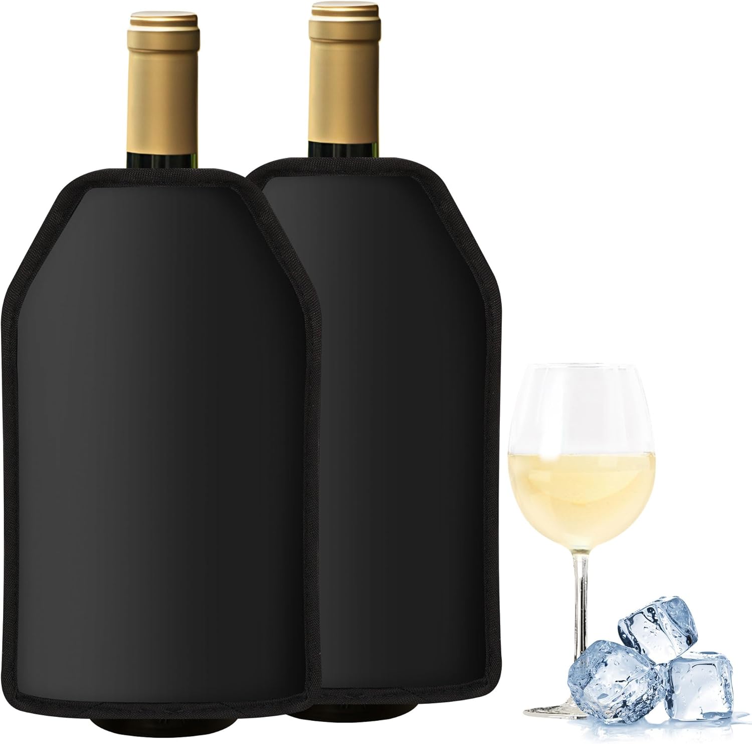 Gimars Wine Cooler Cuff Cooling Cuff Champagne Bottle Cooler Cover on the Go Wine Cuff Wine Bottle Cooler for Wine, Sparkling Wine, Champagne, Bottles Pack of 2 (Black)