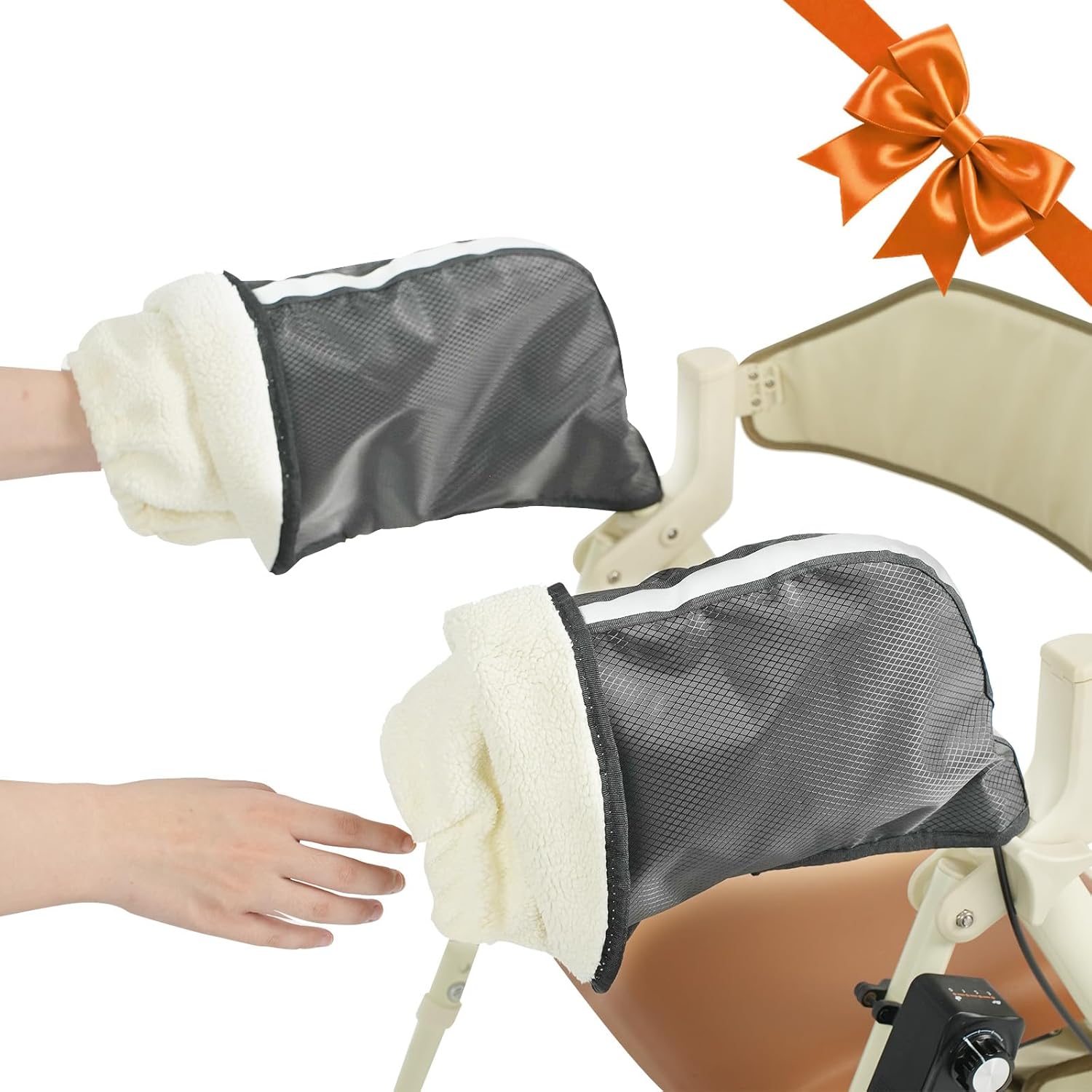 VOCIC OT01 Rollator Gloves, 360° Wind Protection, Double Heat with Fleece, Rain and Snow Proof, Ideal as Accessory for Rollator, Wheelchair, Bike, Winter Hand Warmers for Men and Women, 1 Pair