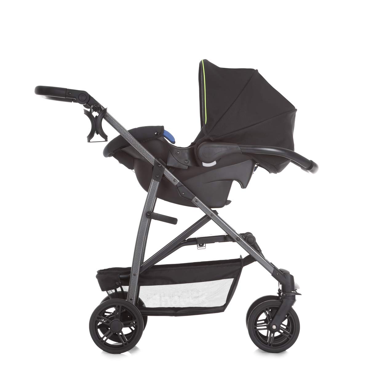 Hauck Rapid 4S Plus Trioset with Carrycot and Recliner Seat from Birth Extra Large Hood Height-Adjustable Foldable Cup Holder up to 25 kg Black