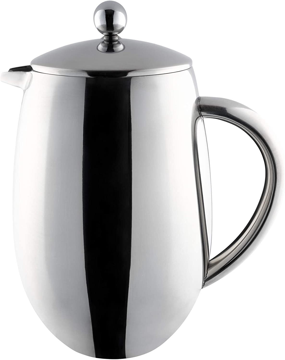 Cafe Ole Café Olé BFD-08 Double-Walled Belly Coffee Maker Made of High-Quality Stainless Steel 18/10 - High Gloss Polish, 8 Mocha Cups, 1000 ml, 1 L, Steel