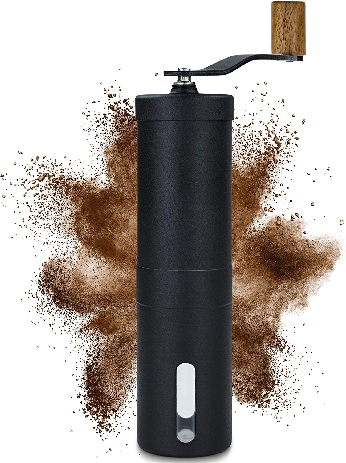 Lambda Coffee® Manual Coffee Grinder with Ceramic Grinder and Wood, Hand Coffee Grinder, Stainless Steel, Espresso Grinder, Precise Grinding Degree Setting, Infinitely Adjustable