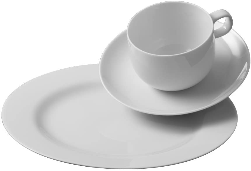 Rosenthal Studio + Selection Rosenthal Moon Coffee Set 18 Pieces White 6 x Breakfast Plates 22 cm / 6 x Coffee Cups 2-Piece Set
