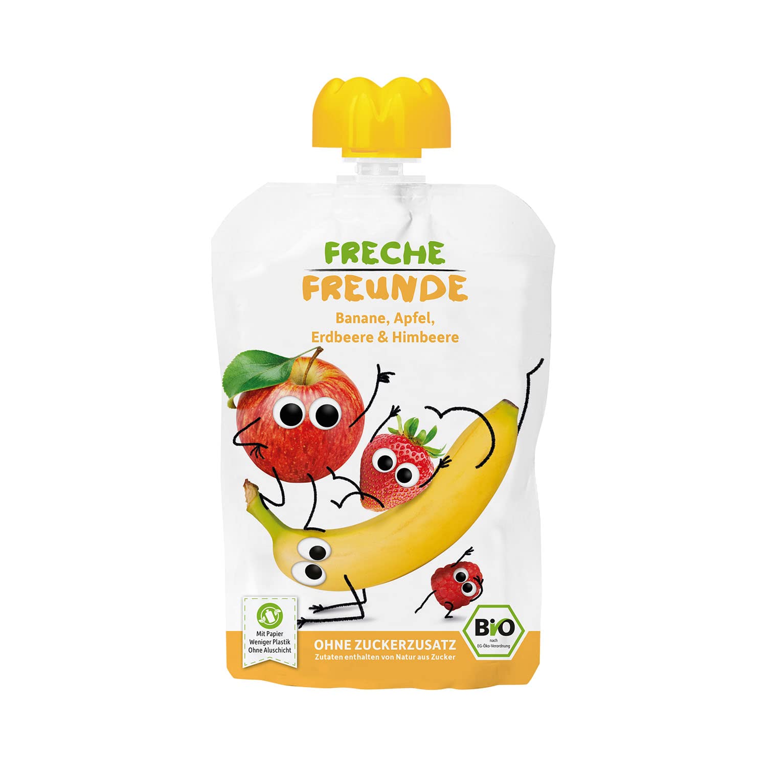 Freche Freunde Bio Quetschie Banane, Apfel & Himbeer, Fruchtmus, 6 x 100g