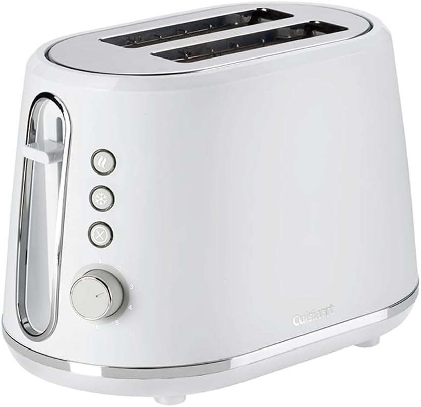 Cuisinart 2 Slice Toaster | Extra Deep Extra Wide Slots, Ideal for Thick Bread and Bagels | Raised Lever | 7 Browning Levels Plus Defrosting | Matching Kettles Available | Warm white
