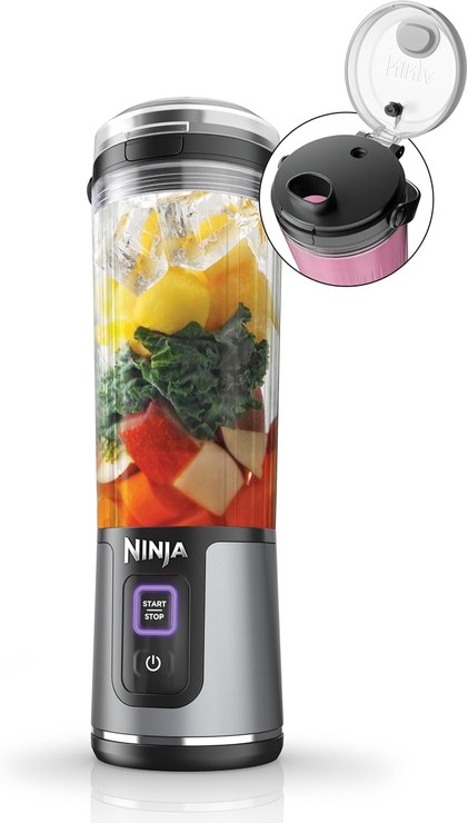 Ninja BC151BK Blast Portable Blender, Wireless, 530ml Jar, Personal Blender for Shakes and Smoothies, BPA Free, Leak-proof Lid and Drinking Spout, USB-C Rechargeable, Dishwasher Safe