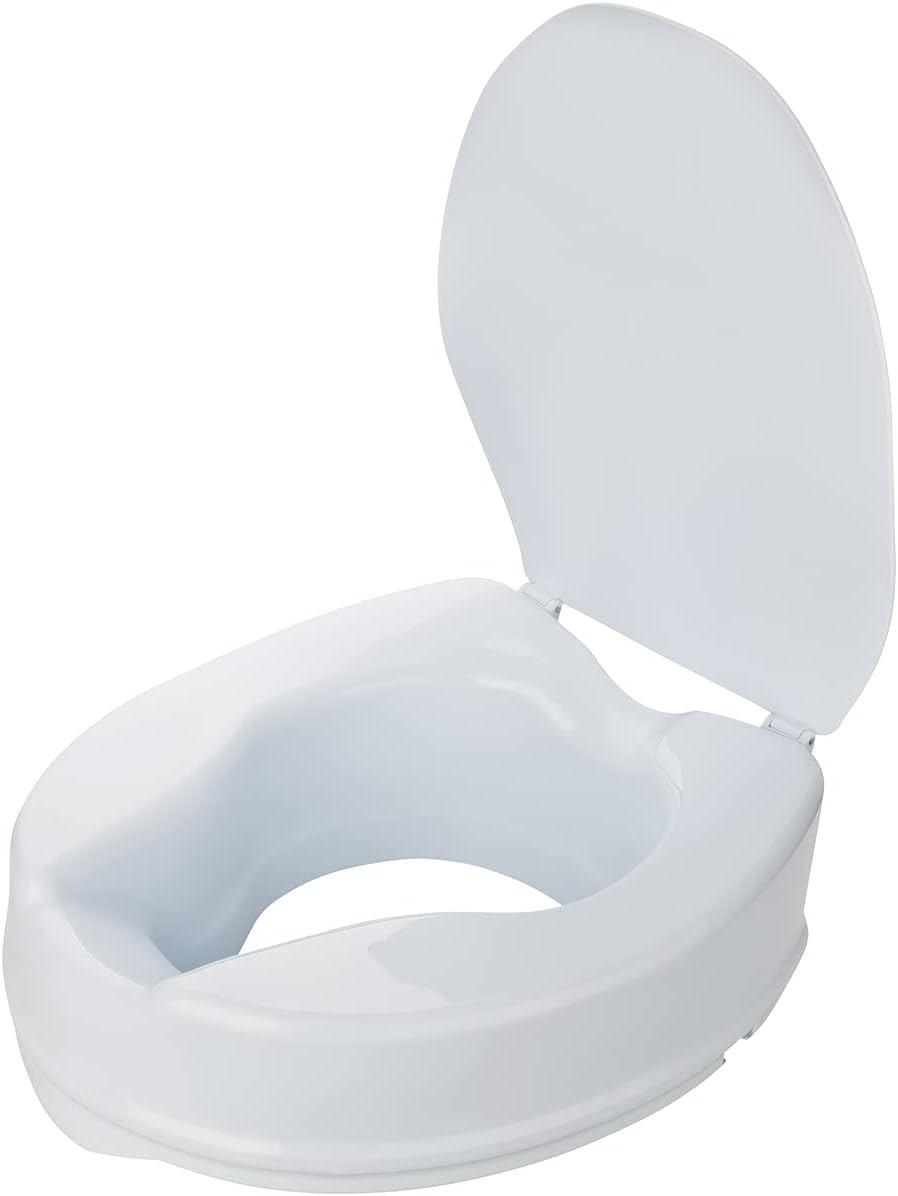 flexilife Store flexilife Raised Toilet Seat with Lid for Seniors – Choice of 10 cm or 15 cm – Toilet Booster Seat Toilet Seat (15 cm)