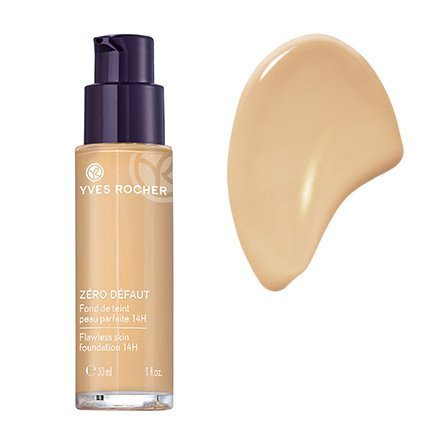 Yves Rocher COULEURS NATURE Makeup Fluid Perfect Skin 14h Beige Complexion Tire Clair Opaque Foundation 1 x Glass Pump Bottle 30 ml, ‎beige très