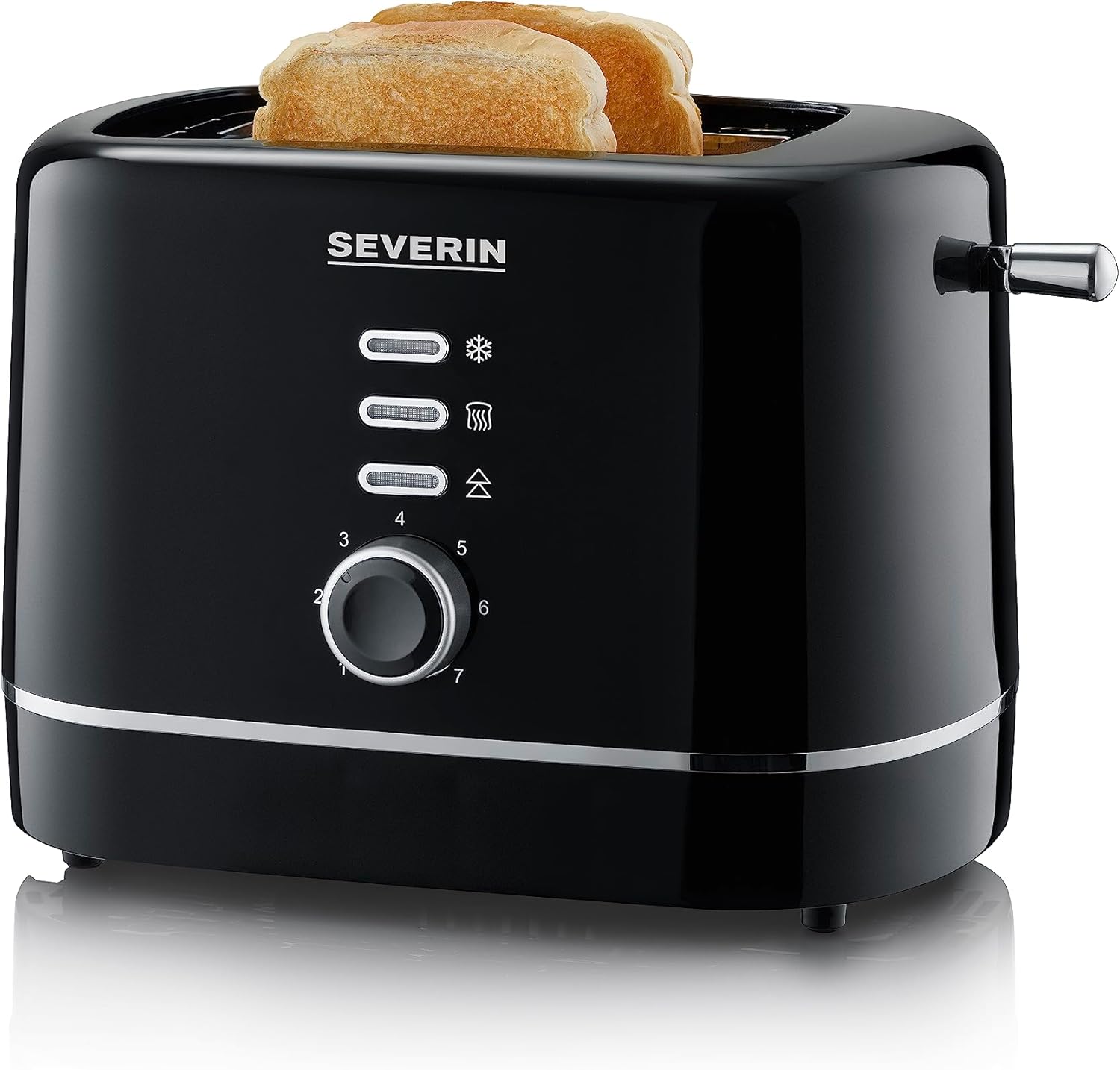 SEVERIN Automatic Toaster, Small 2 Slice Toaster, High Quality, for Toasting, Defrosting and Heating, 850 W, Black, AT 4321