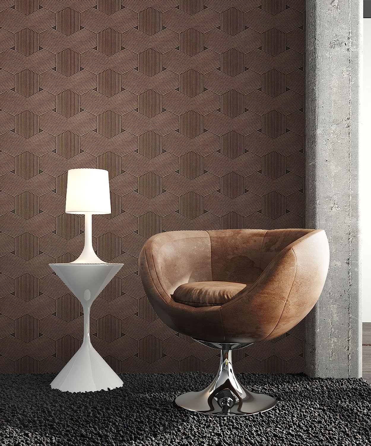 Newroom Design Newroom wallpaper, brown, non-woven wallpaper, graphic, modern, natural, beautiful, modern and elegant design look, including wallpapering guide (English language not guaranteed).