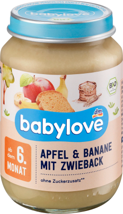 babylove Fruit and cereals Apple & banana with rusks from the 6th month, 190 g
