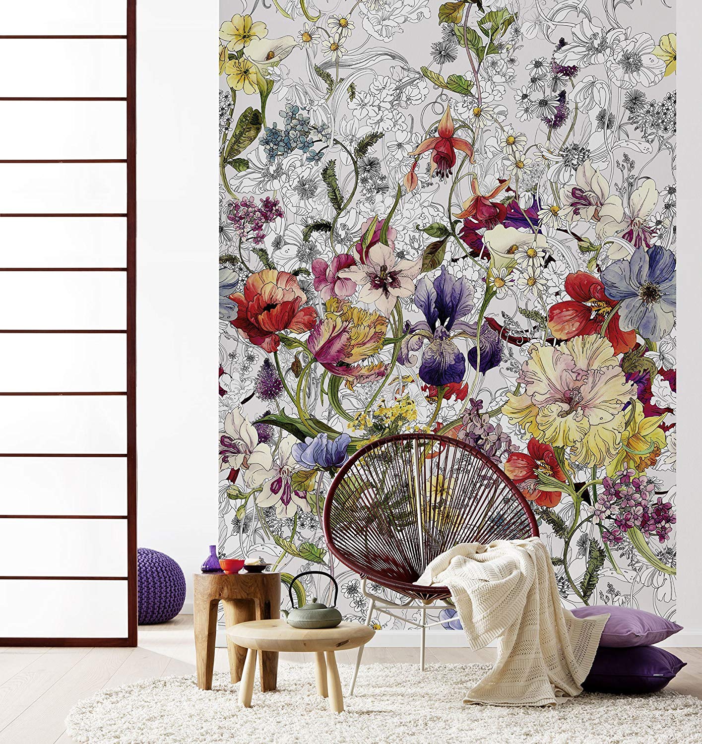 Komar High-Quality Paper Flora 184 X 254 Cm (W X H), 4-Piece, And Paste, Ma