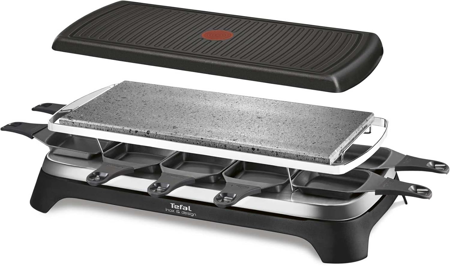 Tefal INOX & Design RE45A8 Raclette Electric Raclette – Raclette (1350 W, 280 mm, 530 mm, 150 mm, 7 kg, 324 mm)
