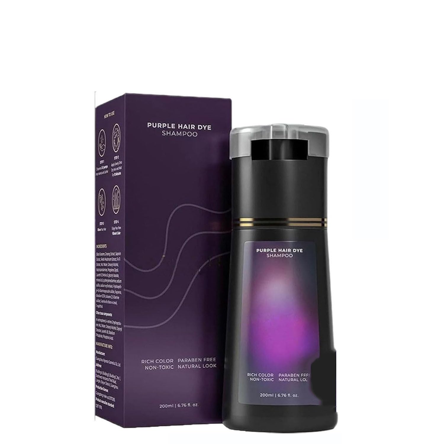 Generic Polar Hair Dye, Hair Care Instant Dye Shampoo, Hair Care Shampoo, Natural Hair Color Shampoo, Black Hair Dye Shampoo for All Hair Types (Purple)