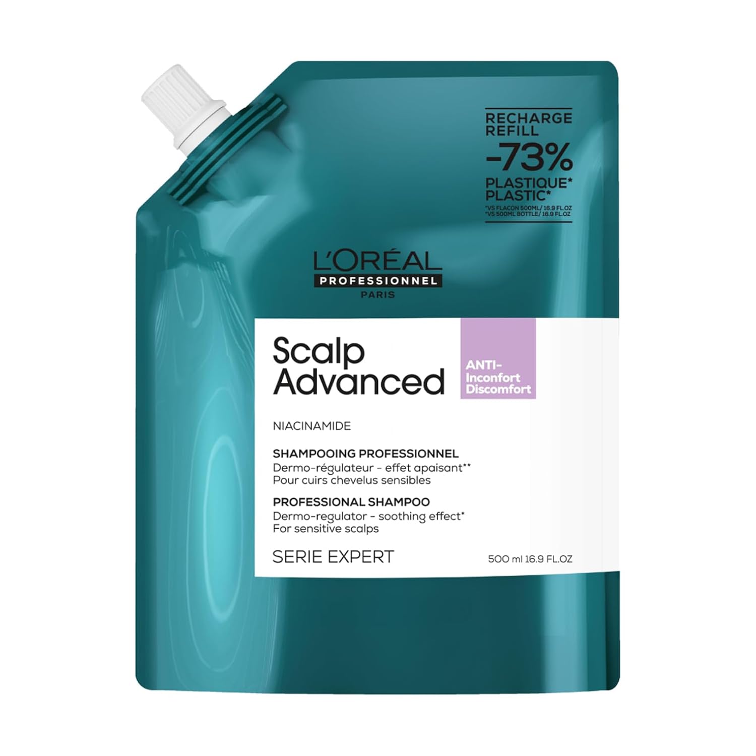 L'Oréal Professionnel L\'Oréal Professionnel Hair Shampoo for Soothing Sensitive Scalp, Scalp Advanced, Anti-Discomfort Dermo-Regulator Shampoo for Refill, 500 ml