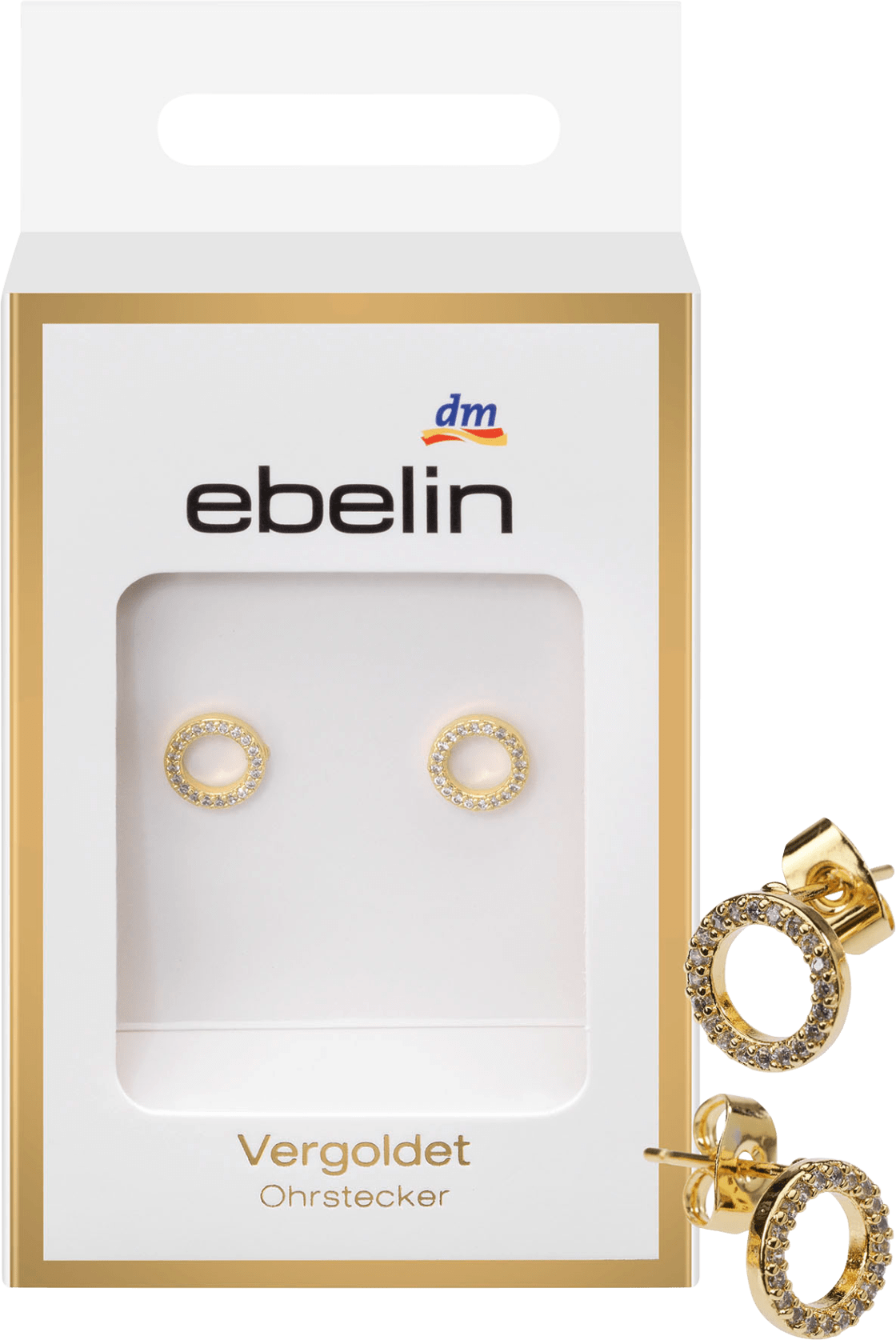 ebelin Stud Earrings Gold Plated Costume Jewelry, 2 Pcs