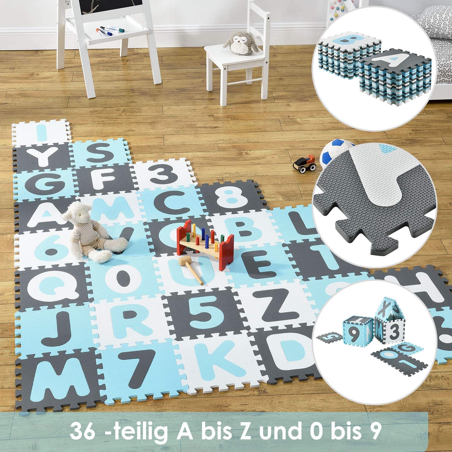 Juskys Childrens Puzzle Mat With Letters A-Z