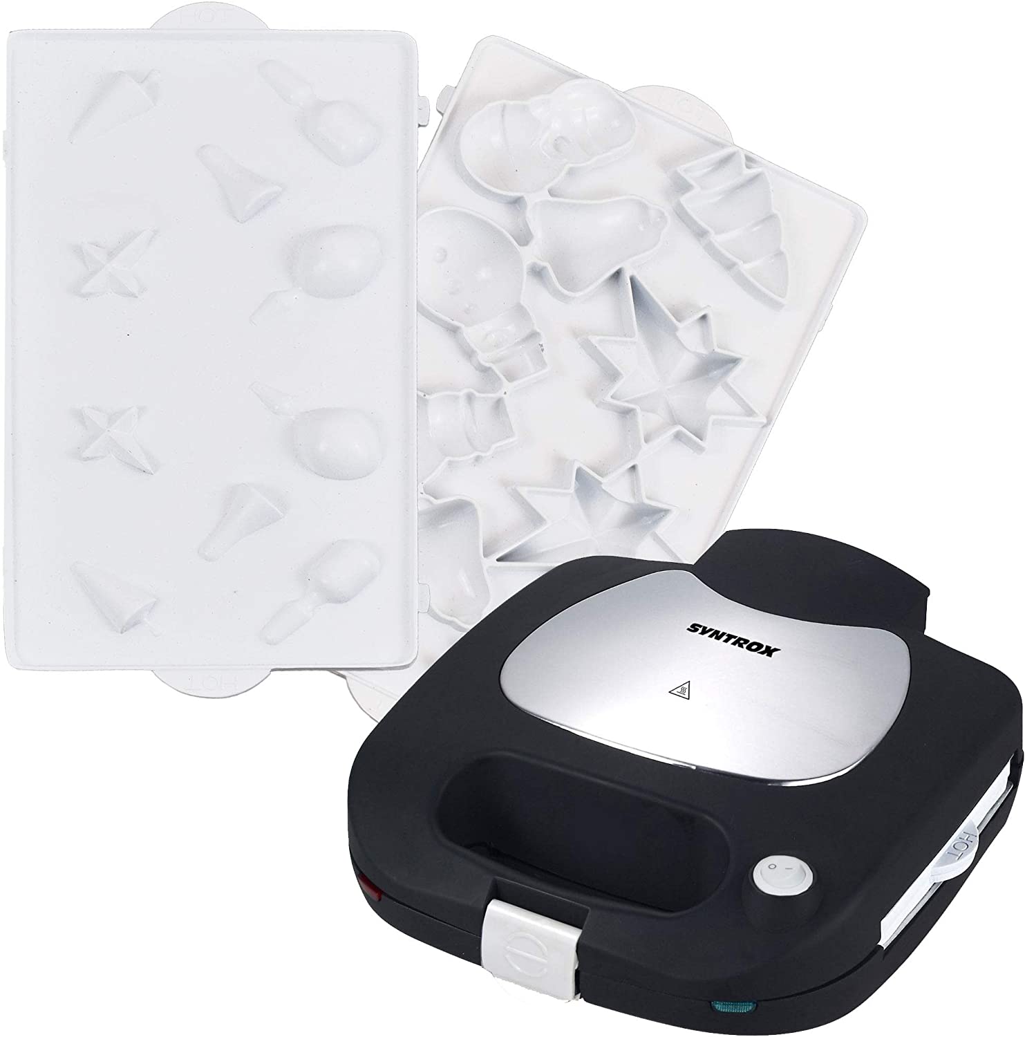 1 set of waffle plates with festive motif X-Mas for Syntrox Germany Chef Maker SM-1500W ceramic