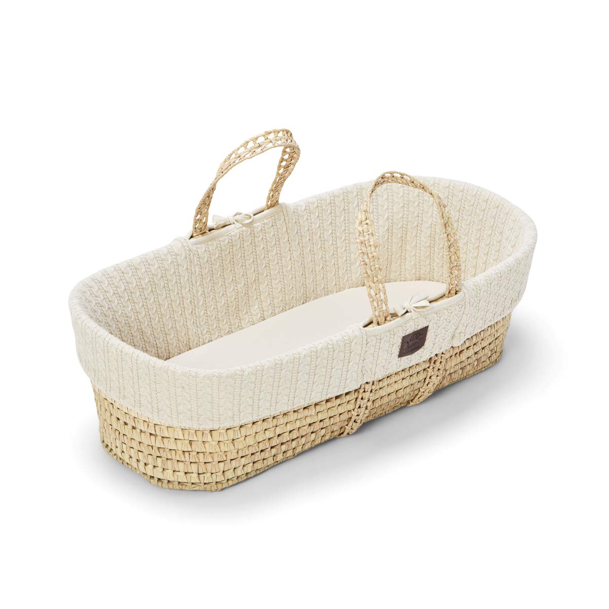 The Little Green Sheep Knitted Moses Basket and Mattress Set (Natural)