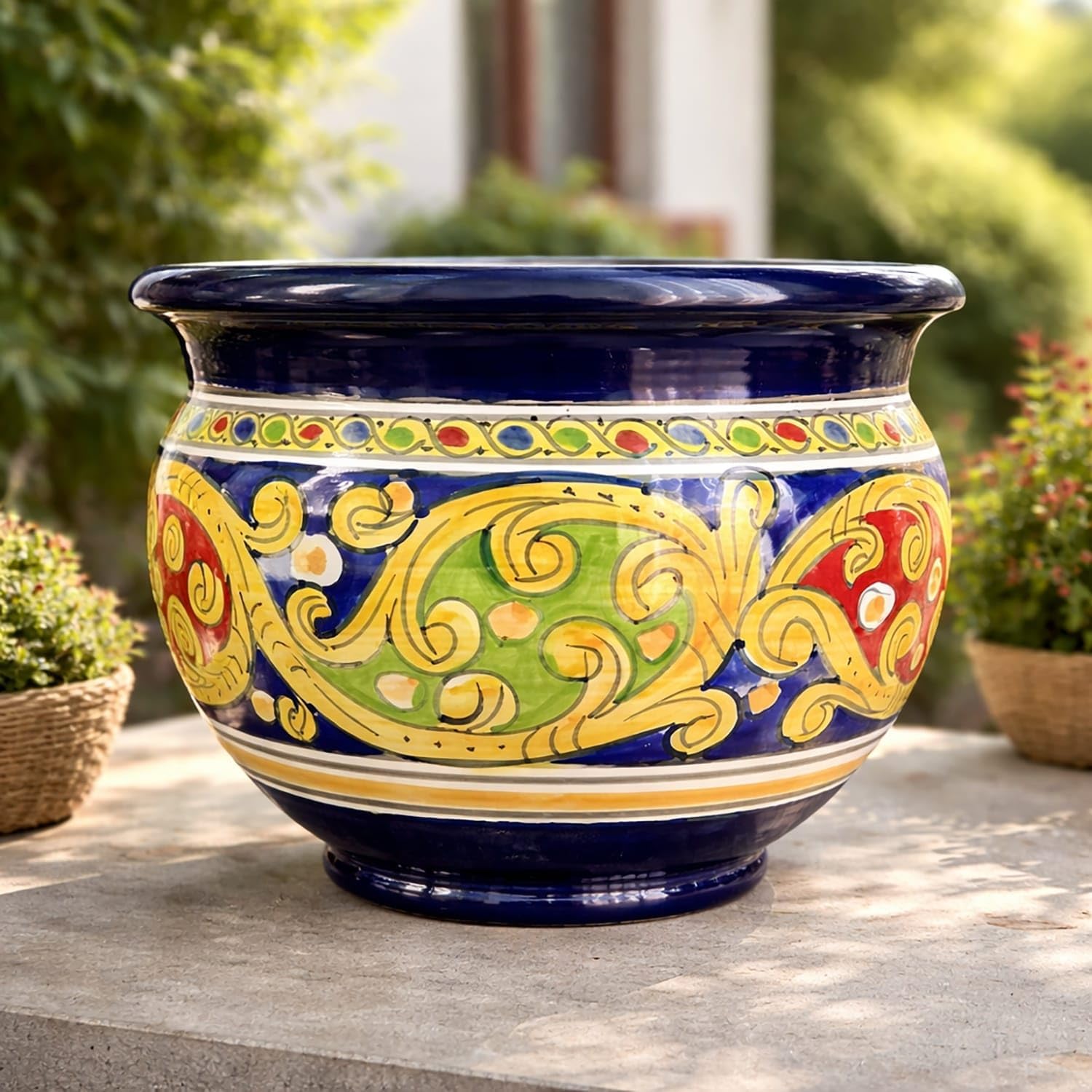 Ceramic vase "Cachepot Gaspò" from Caltagirone, Vietri, Sicily, hand-decorated - diameter 30 cm 1712251510