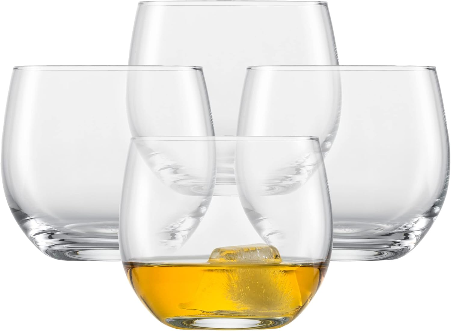SCHOTT ZWIESEL Whiskey Glass For You (Set of 4), Bulbous Tumbler for Whiskey, Dishwasher Safe Tritan Crystal Glasses, Made in Germany (Item No. 121876), Crystal