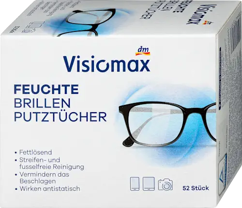 Visiomax Pre-moistened eyeglass cleaning wipes, 52 count