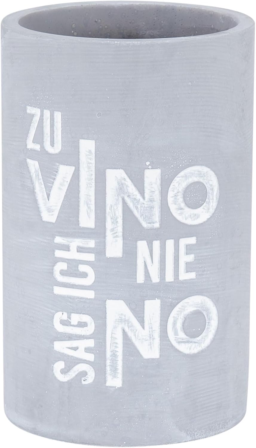 Bottle Cooler Height 21 cm Concrete Gray Wine Cooler Saying I never say no wine to Vino Champagne Cooler Table Decoration Candlelight Dinner