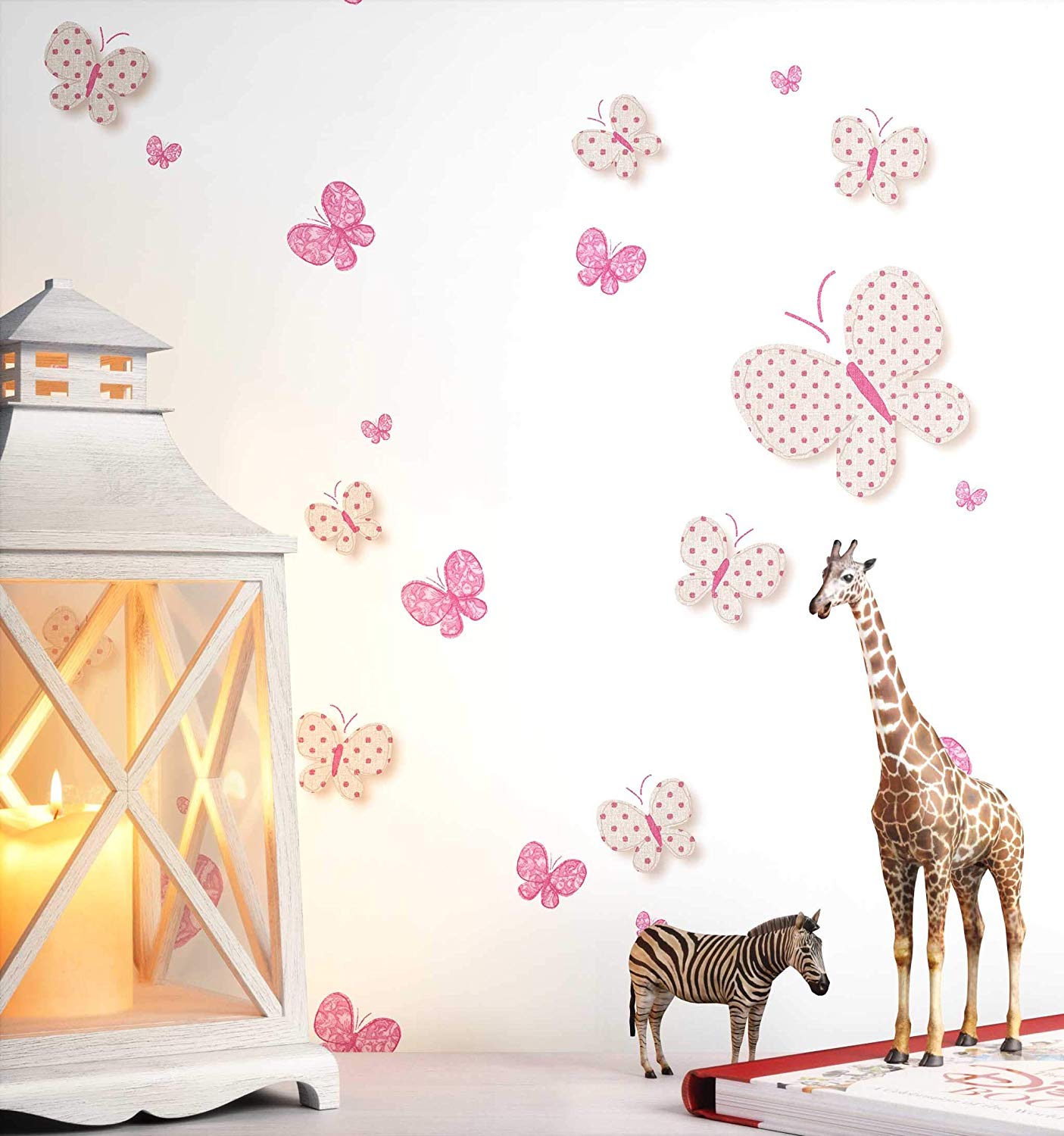 Newroom Design Newroom Childrens Wallpaper, White Butterflies For Children, Non-Woven Wal