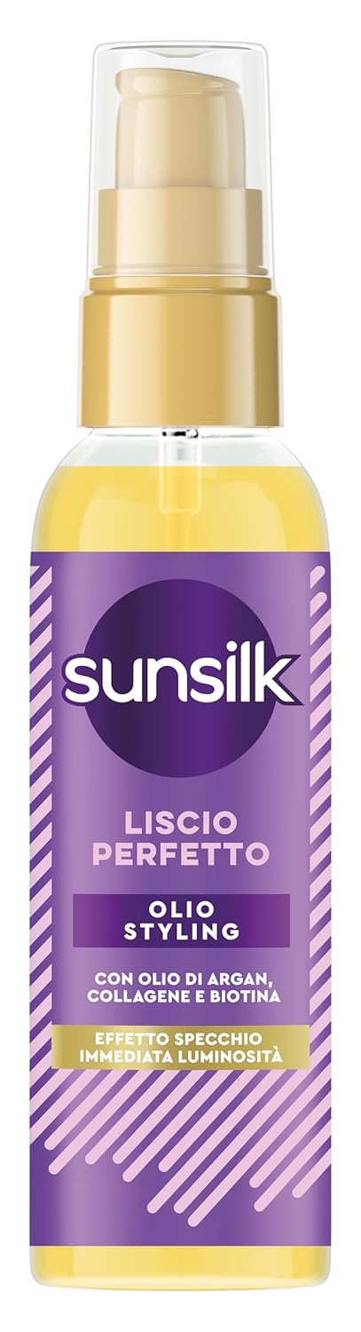 Dove Sunsilk Styling Oil, Smooth Perfect Line, Oil for Straight Hair, Anti-Frizz Effect, Ultra Light Texture, with Argan Oil, Collagen and Biotin, 75ml