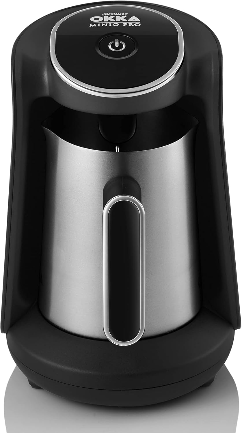 Arzum Store Arzum OKKA Minio Turkish Coffee Machine, Mocha Machine, 1-4 Cups, 300 ml Stainless Steel Jug, Overflow Protection, Intelligent Brewing System, Washable Jug, 480 W, Chrome