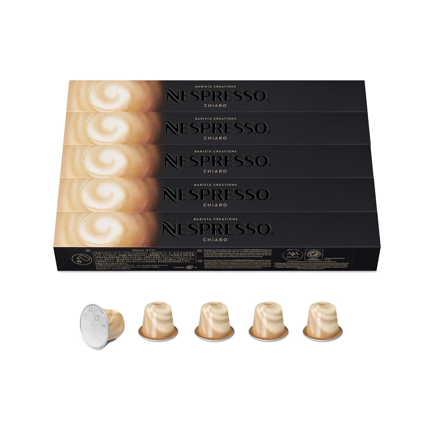 NESPRESSO Original Barista Creations Chiaro Arabica Coffee Medium Roast Ideal for All Milk Recipes such as Cappuccino Compatible with Original Capsule Machines 50 Coffee Capsules
