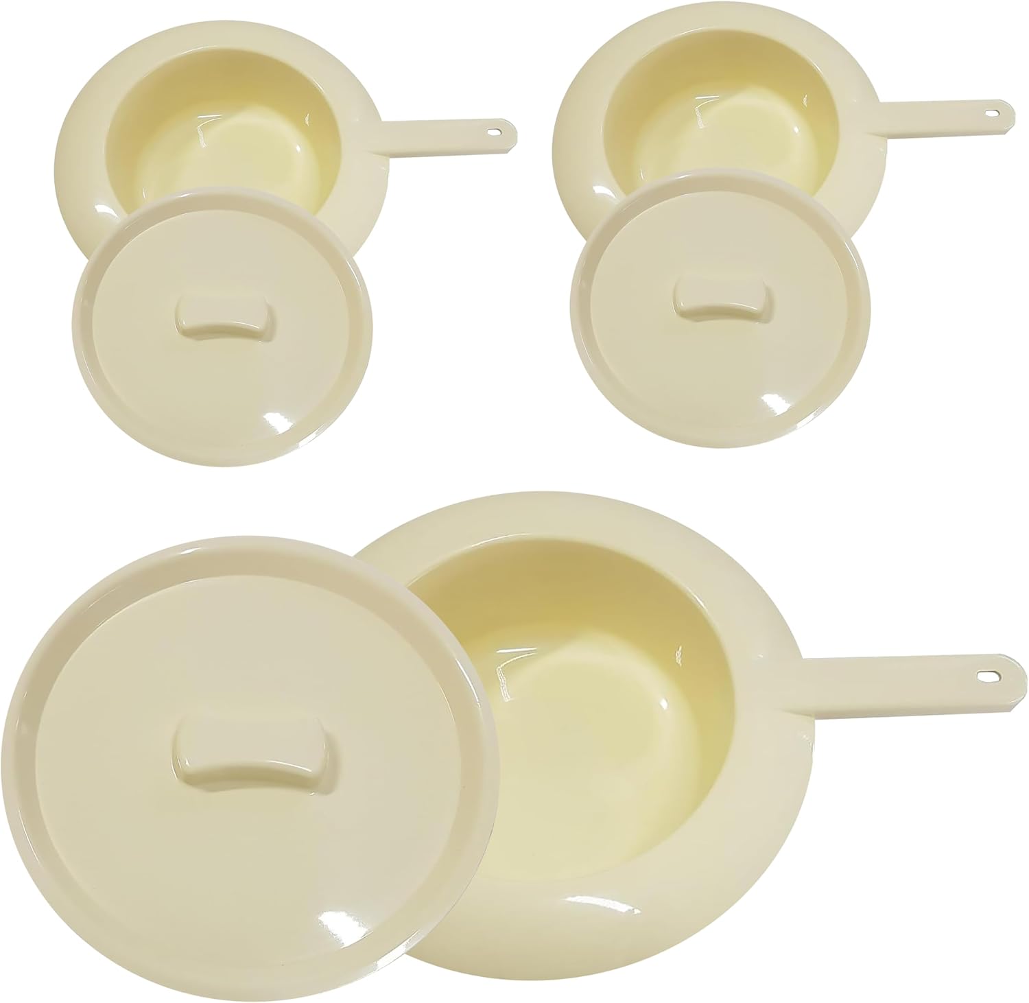 parahealth HaseMed Plastic Basin 31 cm Pack of 3 - Hygienic and Robust Bed Pan with Lid - Ideal for Nursing Bed & Clinic - Reusable & Easy to Clean - Ivory
