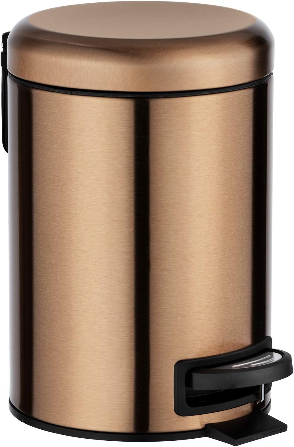 WENKO Cosmetic Pedal Bin Leman Metallic Copper 3 L – Cosmetic Bin with Anti-Fingerprint Capacity: 3 L, rust-proof stainless steel, 17 x 25 x 22.5 cm, copper