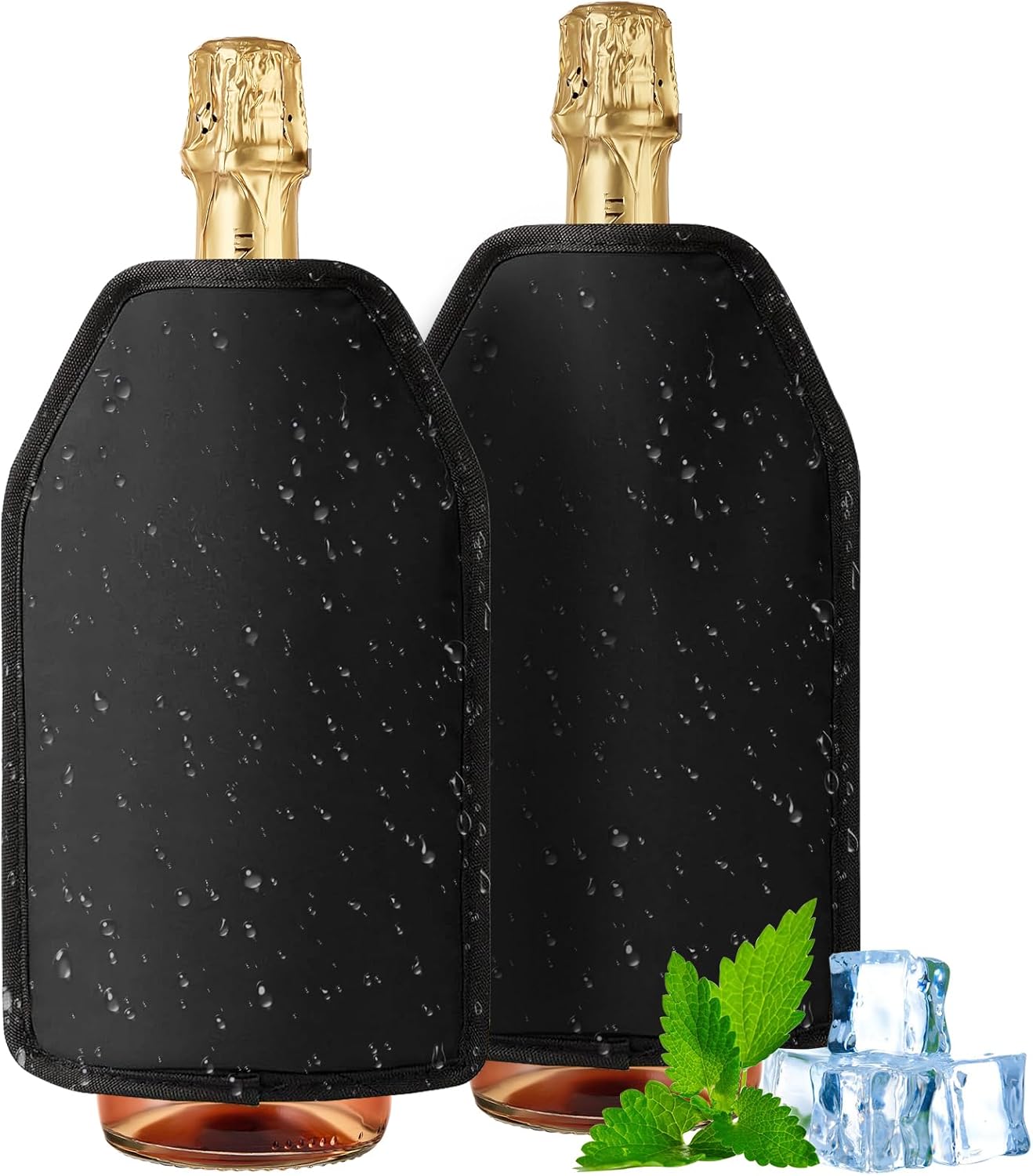 Wine Cooler Cuff Pack of 2 - Wine Cuff, Wine Bottle Cooler, Bottle Cooler for On the Go, Drinks Cans Cooler, Cooling Cuff for Wine and Champagne, Insulated Wine Cooler Bag, Ideal for White Wine & Rose