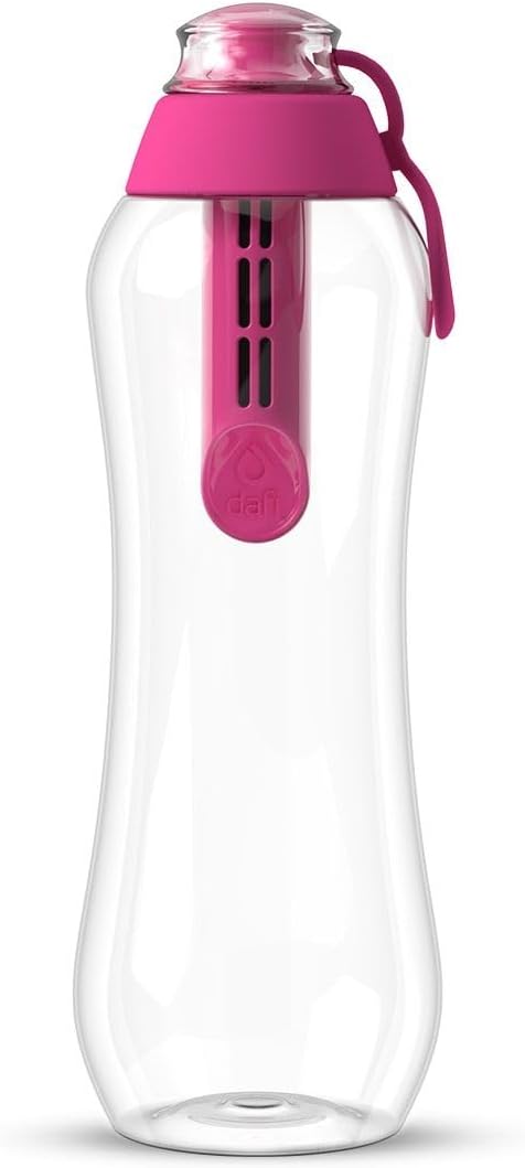 DAFI Store DAFI Water Bottle with Filter 0.5 L, Flamingo - Water Bottle with Water Filter, BPA-Free, Sports Bottle with Filtered Water for Travel - Filter Bottle Outdoor + Activated Carbon Filter Straw