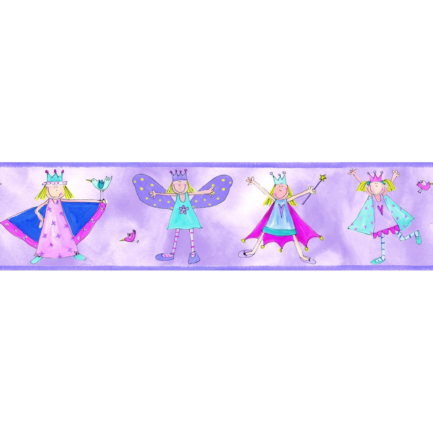 RoomMates Repositionable Childrens Wall Sticker Border Fairy Princess