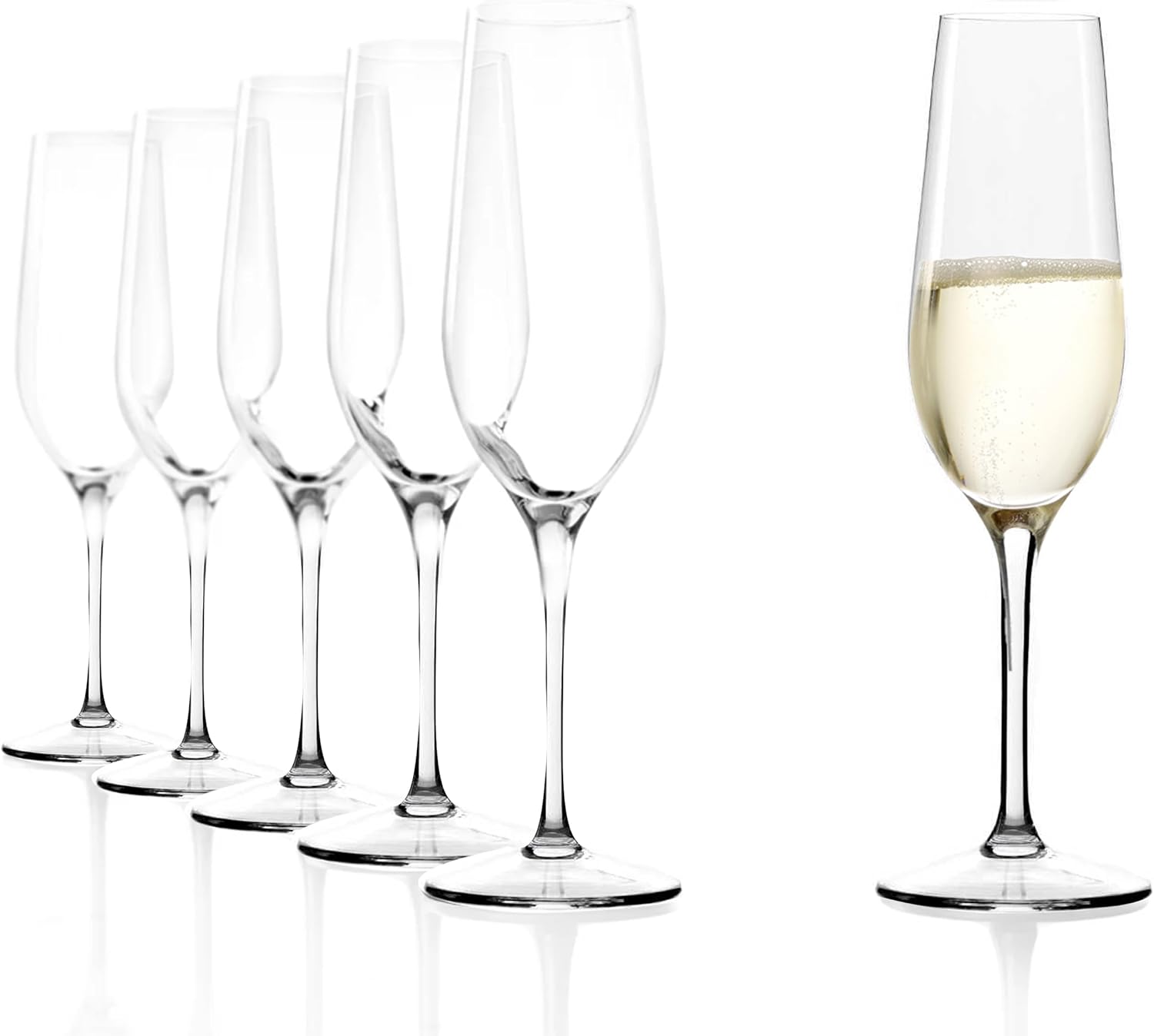 Stölzle Lausitz Champagne Glasses Event Set of 6 195 ml - Elegant Champagne Glasses Ideal for Champagne & Prosecco - High-Quality Crystal Glass Champagne Flutes - Dishwasher & Shockproof, Made in