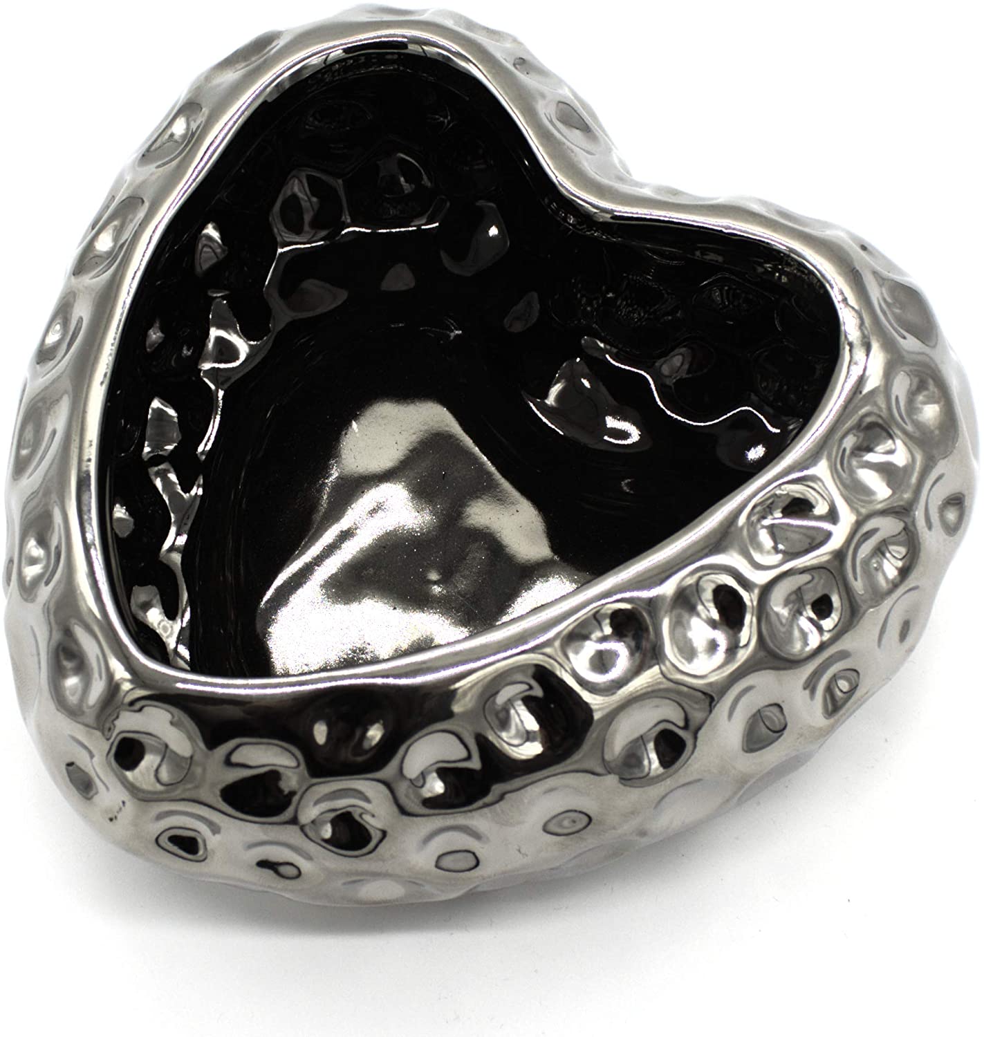 DARO DEKO Daro Decorative Ceramic Plant Pot Heart Bowl Silver