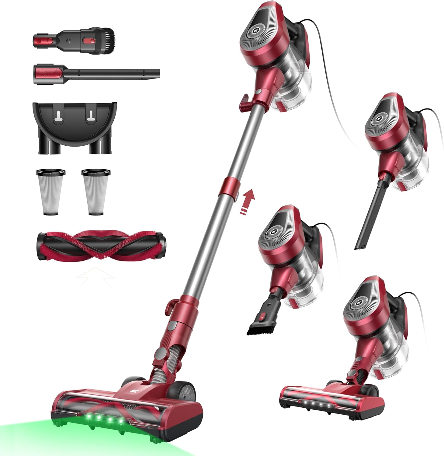 Vexilar C8 6-in-1 Vacuum Cleaner, 60 KPa Vacuum Cleaner with Cable, 600 W Vacuum Cleaner, 7 m Handheld Vacuum Cleaner, Handle Vacuum Cleaner with Cable with Brush Roll, 1.5 L Dust Container with