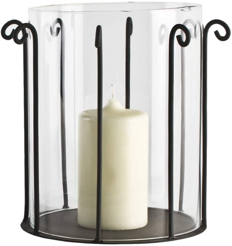 Varia Living Vincenza Lantern Made of Glass and Metal in Black Beautiful Candle Holder in Modern Vintage Shabby Look | Table Light Design as a Gift Idea | Tea Light Glass as Table Decoration