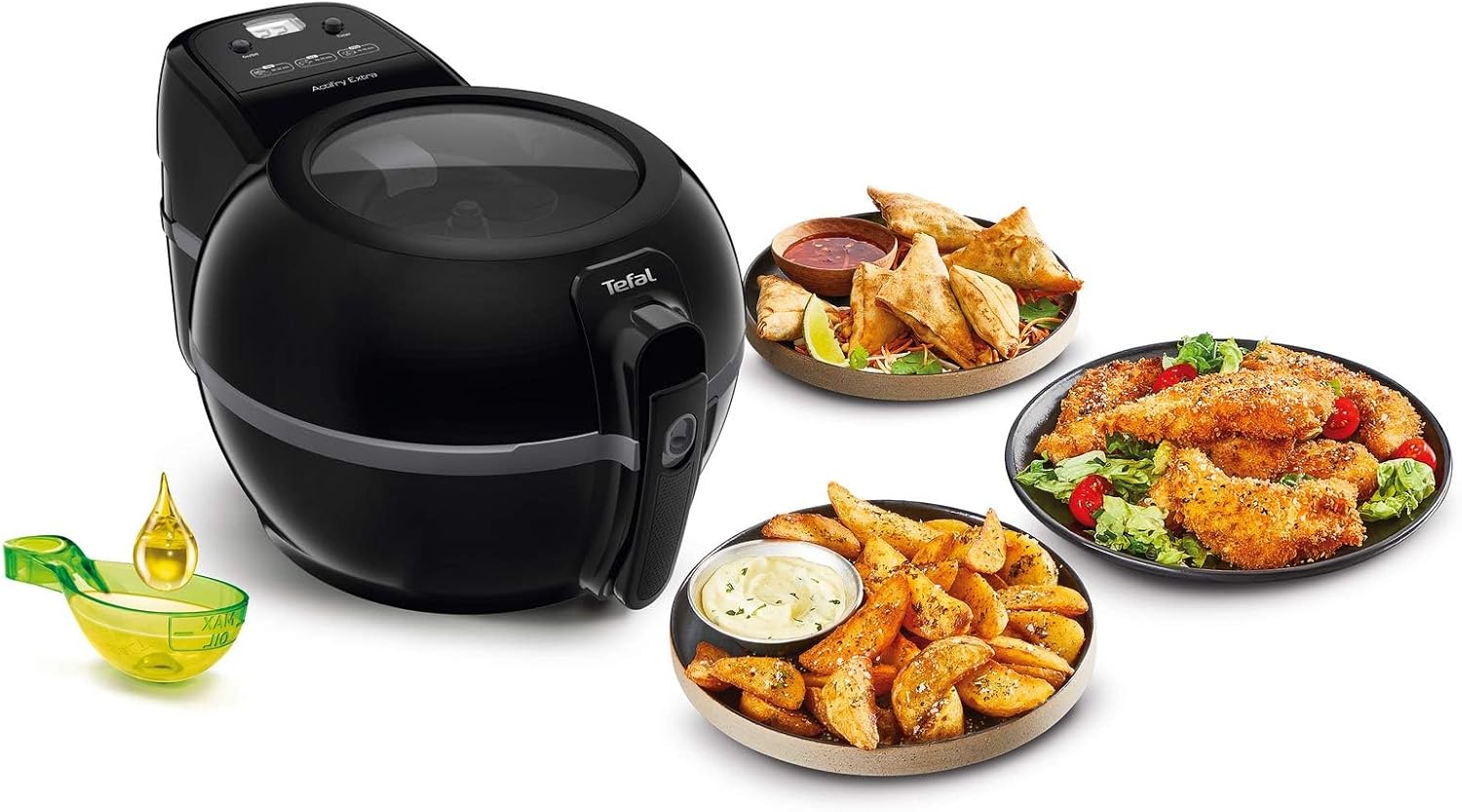 Tefal FZ7228 ActiFry Extra Hot Air Fryer 1550 W Capacity 1.2 kg Mixing Arm System Little to No Oil Required Black