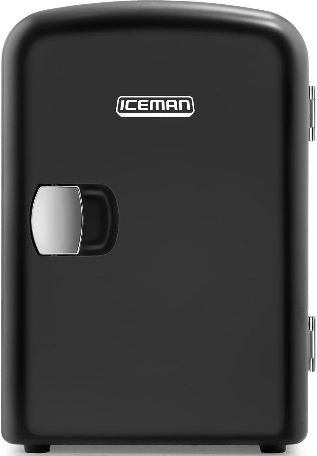 Chefman Iceman Black Portable Mini Fridge, Cools and Warms, Small Fridge with 4 Liters, 6 Compartments for Cosmetics, Snacks, Makeup, AC/DC Power, House/Car/Bedroom