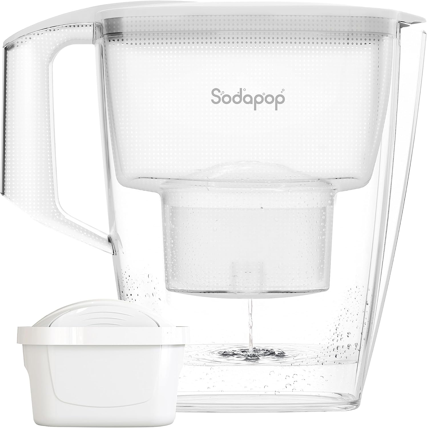 Sodapop Selina Water Filter Jug with 1x Filter Cartridge 3L Capacity Dishwasher Safe White