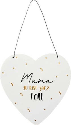 Boltze Metal heart with the saying "Mom, you're wonderful", white/gold/black, 1 piece