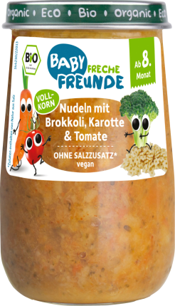 FRECHE FREUNDE Menü Nudeln mit Brokkoli, Karotte & Tomate, 190 g