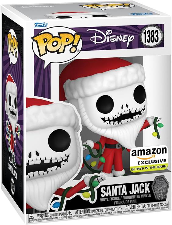 Funko Pop! Disney: The Nightmare Before Christmas 30th - Santa Jack Skellington - Glows In The Dark - Amazon Exclusive - Vinyl Collectible Figure - Gift Idea - Official Merchandise - Movies Fans