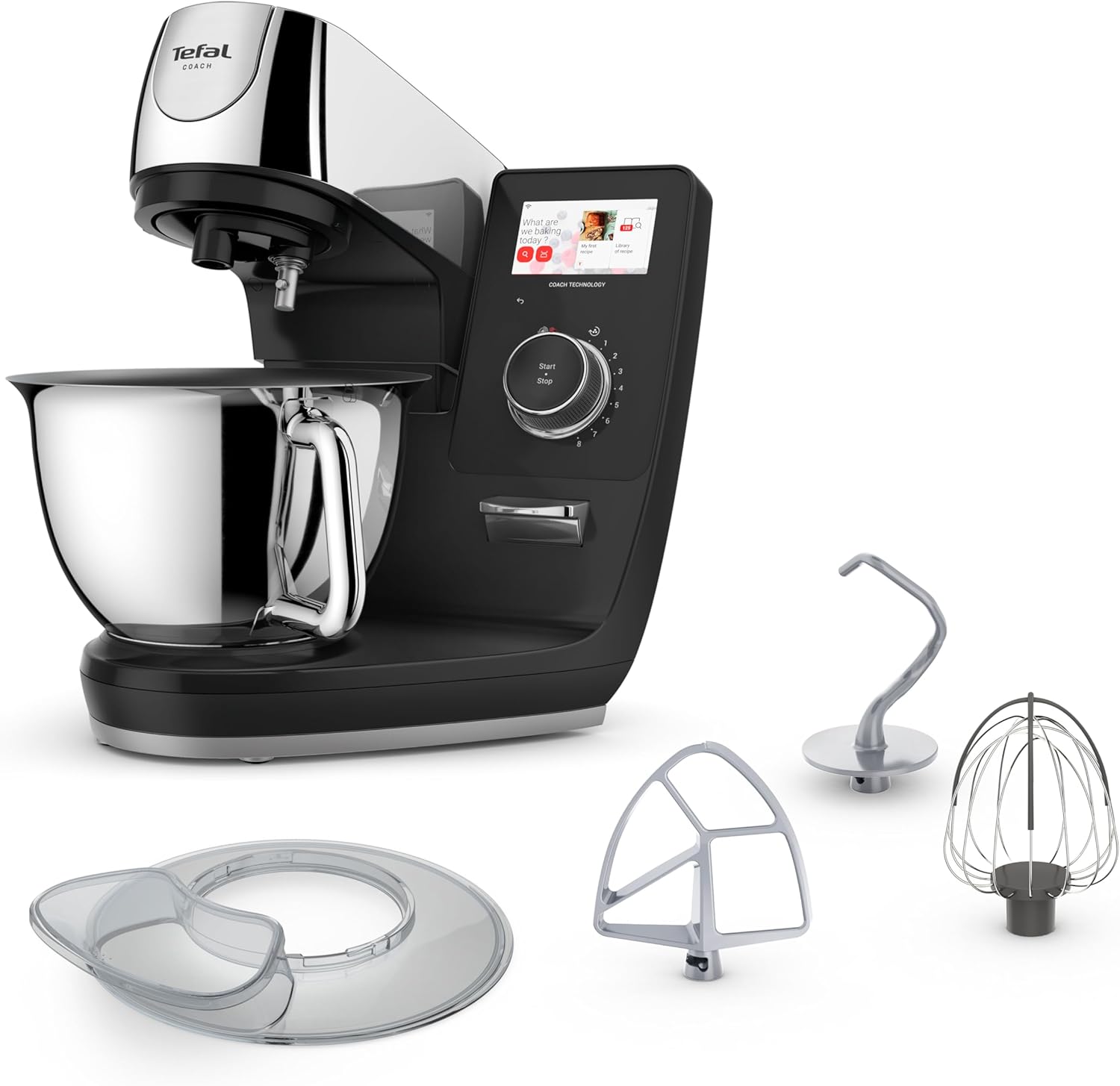 Tefal I-Coach Touch+, Food Processor with Integrated Scale, Step-by-Step Recipes, 25 Automatic Programs, 5.5 Liter Bowl, WiFi Connection, 4.3 Inch Touch Screen, 1200 Watt, Black, QB960DF0