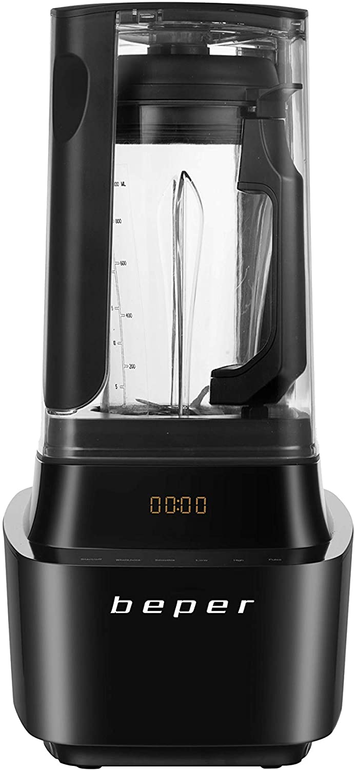 Beper BP.620 Vacuum Blender, Stainless Steel, Black
